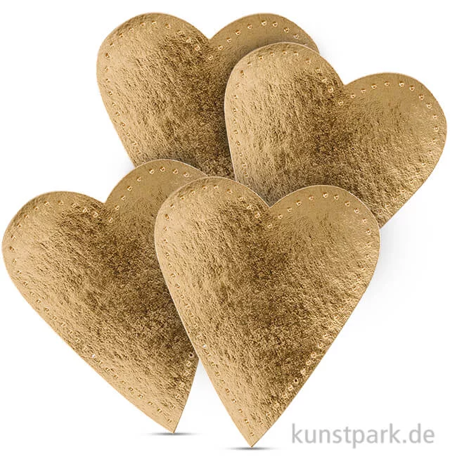 Artikelbild 1 des Artikels “Herz aus Lederpapier, 10 cm, 4 Stück Gold“