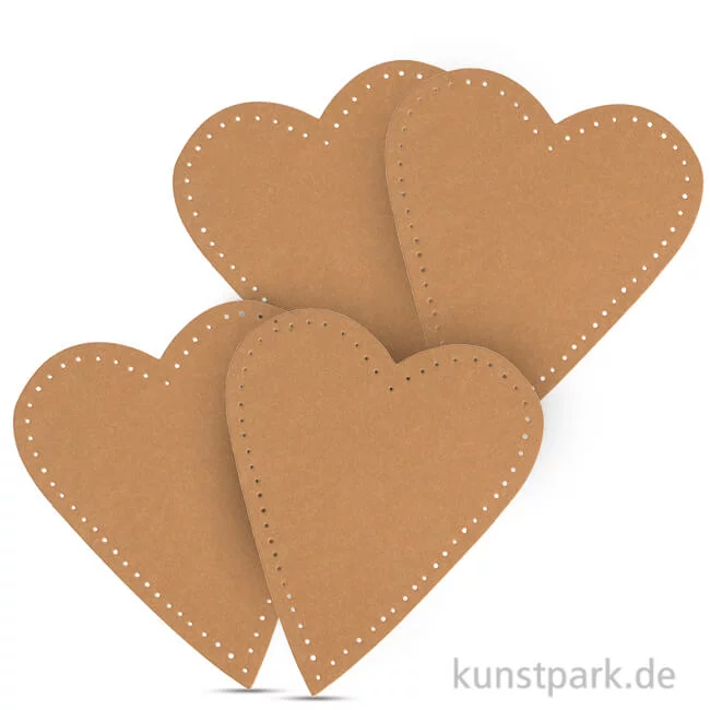 Artikelbild 1 des Artikels “Herz aus Lederpapier, 10 cm, 4 Stück Natur“
