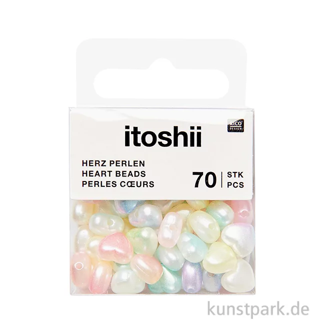 Artikelbild 1 des Artikels “Herz Perlen, Rainbow Pearl Mix, 8 x 9 x 5 mm, 70 Stück “