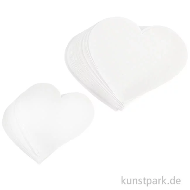 Artikelbild 1 des Artikels “Herzen aus Papier, zwei Größen 6-8 cm, ausgestanzt, 50 Stück weiß “