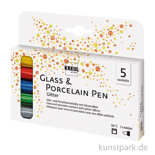 Artikelbild 1 des Artikels “KREUL Glass & Porcelain Pen Glitter Set mit 5 Stiften “