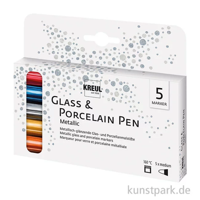 Artikelbild 1 des Artikels “KREUL Glass & Porcelain Pen Metallic medium Set mit 5 Stiften “