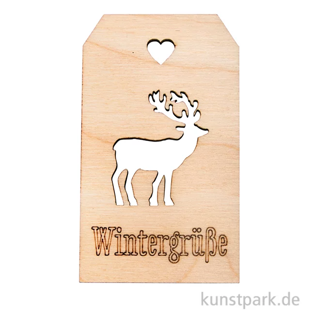 Artikelbild 1 des Artikels “Holz-Anhänger - Wintergrüße, 4,8 x 8,2 cm “