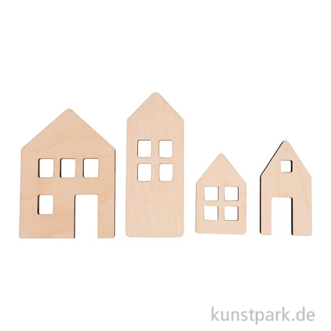 Artikelbild 1 des Artikels “Holz Deko Lichthäuser, Natur, 5,5-10 cm, Stärke 6 mm, 4 Stück “