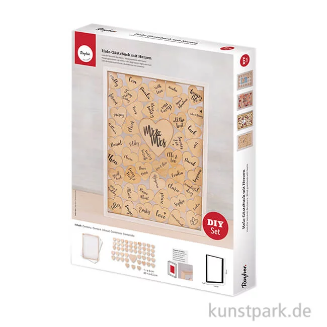 Artikelbild 1 des Artikels “Holz-Gästebuch mit Herzen, zum Stellen, 35x26x4 cm “