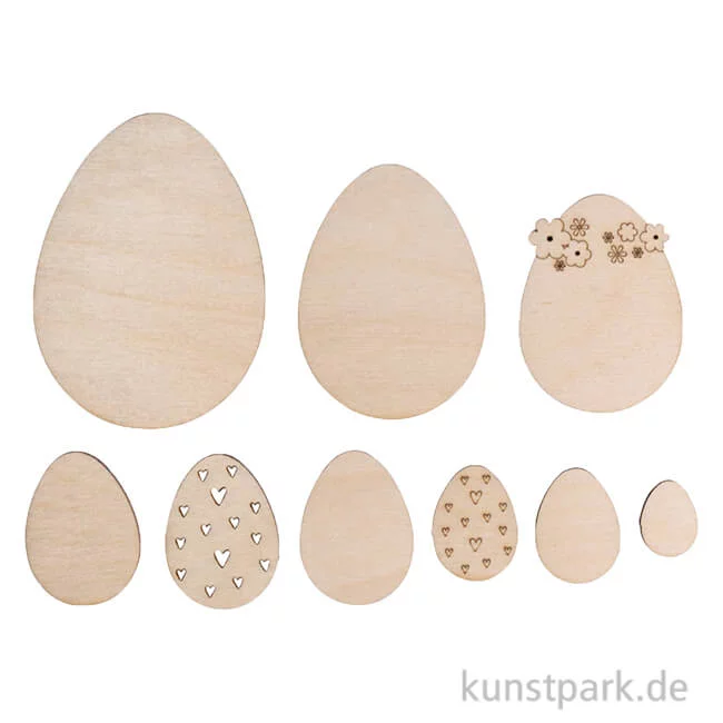 Artikelbild 1 des Artikels “Holz Ostereier, Natur, 2-8 cm, 9 Stück “