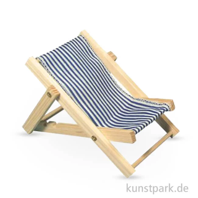 Artikelbild 1 des Artikels “Mini Holz-Sonnenliege Blaugestreift, 14 cm, 1 Stück “