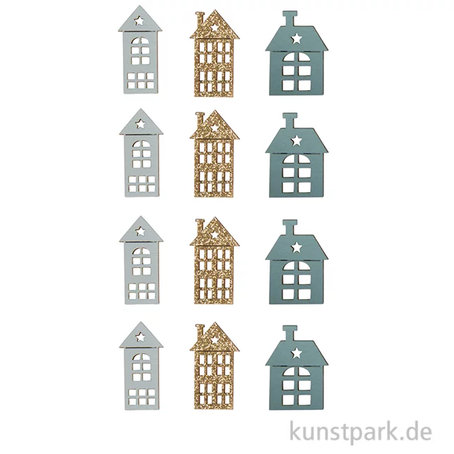 Artikelbild 1 des Artikels “Holz Streuteile Haus mit Klebepunkt, 4 cm, 12 Stück “