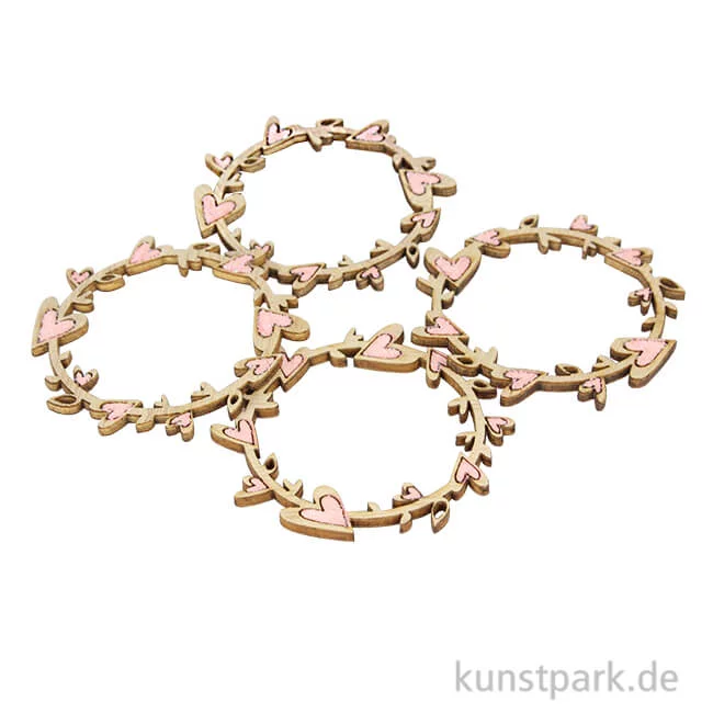 Artikelbild 1 des Artikels “Holz Streuteile - Kranz mit Herzen, Durchmesser 5,7 cm, 4 Stück “