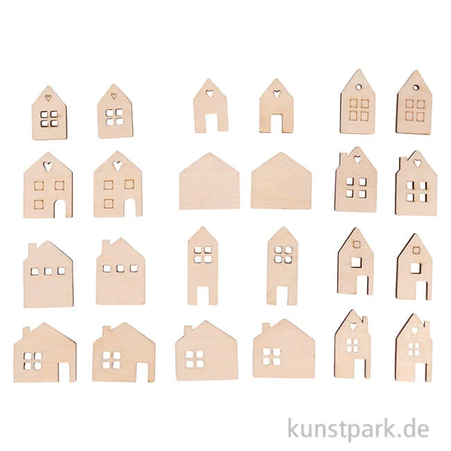Artikelbild 1 des Artikels “Holz Streuteile Mini Haus, Natur, 2,5-3,5 cm, 24 Stück “