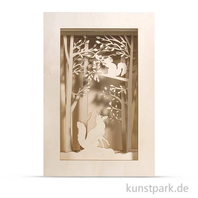 Artikelbild 1 des Artikels “Holzbausatz 3D-Motivrahmen - Wald, 20x30x6,6 cm, 15-teilig “
