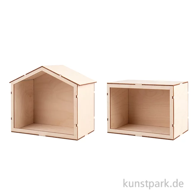 Artikelbild 1 des Artikels “Holzbausatz Miniatur Wohnhaus, Natur, 2 Zimmer, 21-22,5 cm, 13-teilig “