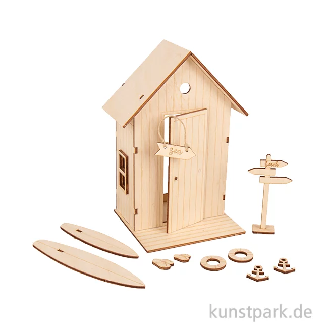 Artikelbild 1 des Artikels “Holzbausatz Strandkabine, Natur, 10,5 x 9,6 x 17,3 cm, 24-teilig “