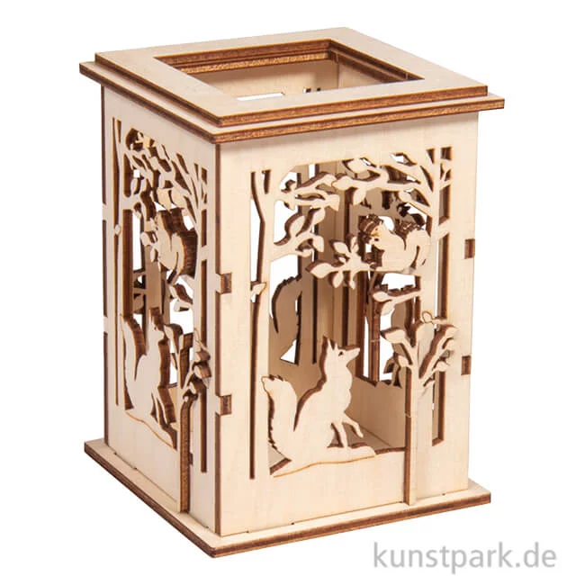 Artikelbild 1 des Artikels “Holzbausatz Tischlaterne Wald, Natur, 8,5 x 8,5 x 11,7 cm, 15-teilig “