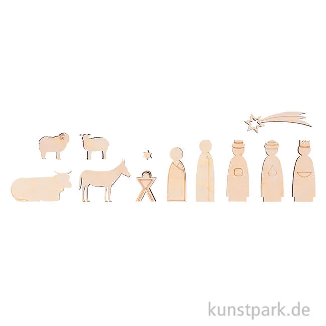 Artikelbild 1 des Artikels “Holzdeko Krippenfiguren, Natur, 1-7,5 cm, Stärke 6 mm, 12 Stück “