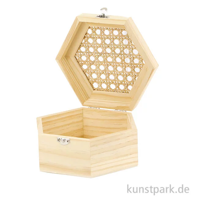 Artikelbild 1 des Artikels “Holzkästchen mit Deckel, Sechseckig, 130 x 60 x 113 mm “