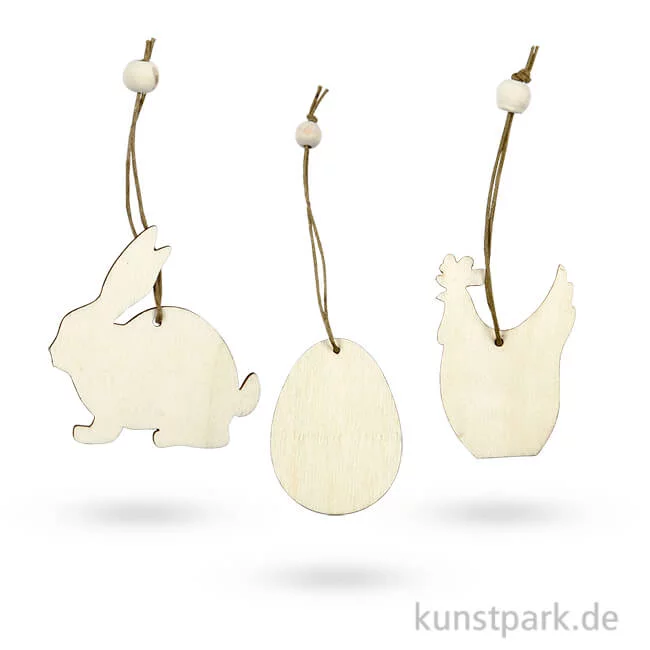 Artikelbild 1 des Artikels “Holzornament Ostern zum Hängen, Größe 6 cm, 9 Stück sortiert “