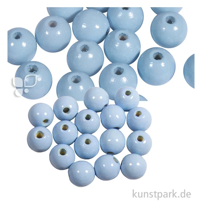 Artikelbild 1 des Artikels “Holzperlen Farbig, Poliert, Durchmesser 10 mm, 52 Stück Farbe | Pastellblau“