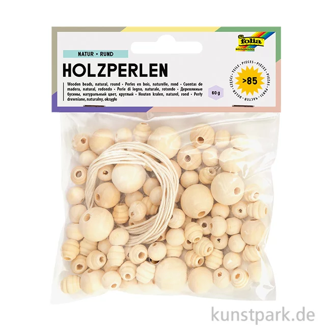 Artikelbild 1 des Artikels “Holzperlen Mix - NATUR Rund, 85 Teile, 40g “