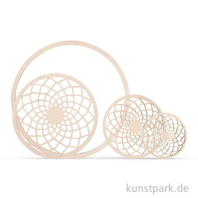 Artikelbild 1 des Artikels “Holzscheibe Dream mit 18 cm Ring - filigran, 7 - 13 cm, 4 Stück “