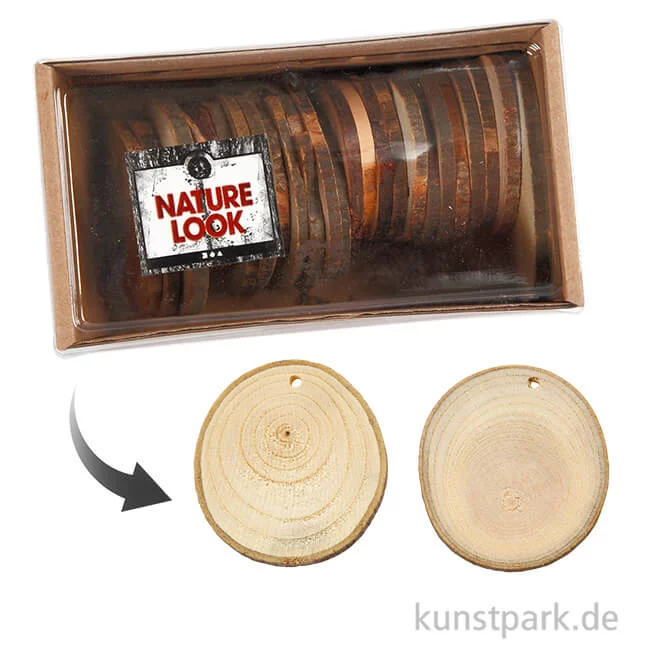 Artikelbild 1 des Artikels “Holzscheiben mit Loch, 5-7 cm, 25 Stück sortiert “