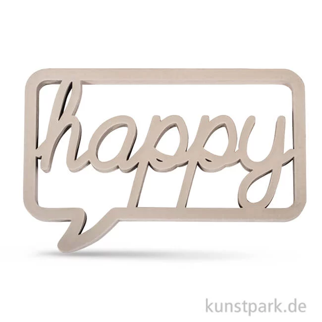 Artikelbild 1 des Artikels “Holzschrift in Sprechblase Happy - Taupe, 10x7x1 cm “