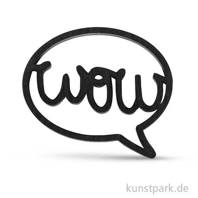 Artikelbild 1 des Artikels “Holzschrift in Sprechblase WOW - Schwarz, 11x9x1 cm “