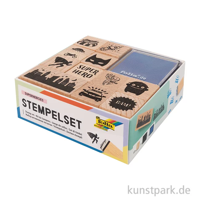 Artikelbild 1 des Artikels “Holzstempel-Set SUPERHEROES, 12-teilig “