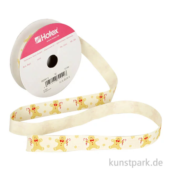 Artikelbild 1 des Artikels “Hotex Baumwoll-Band - Lebkuchenmann Creme, 15 mm x 3 m “
