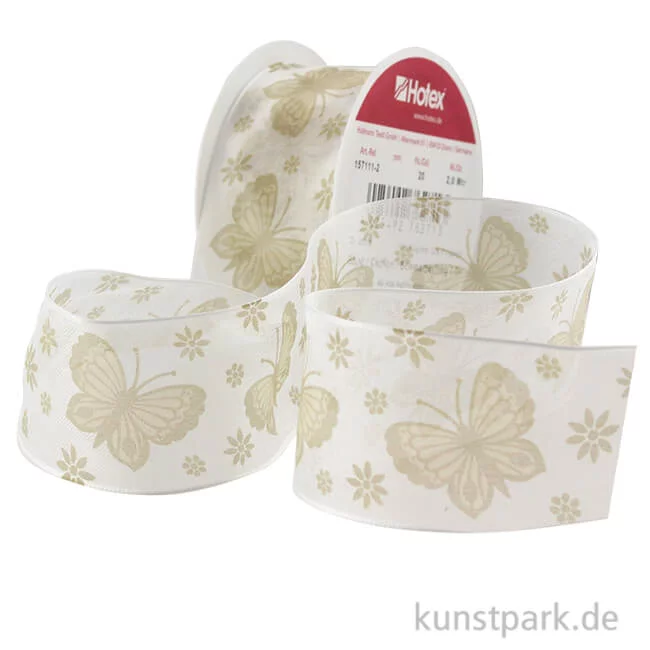 Artikelbild 1 des Artikels “Hotex Chiffonband mit Draht - Schmetterling Hellbraun - 40 mm x 2 m “