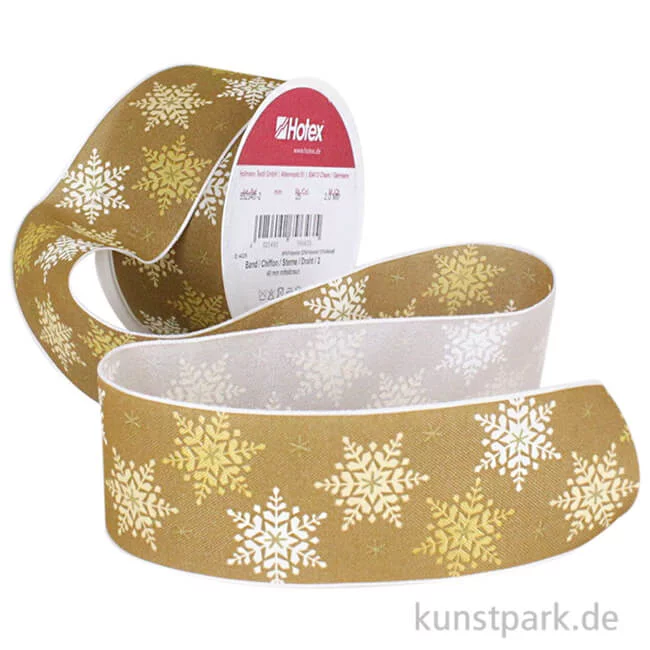 Artikelbild 1 des Artikels “Hotex Chiffonband mit Draht - Sterne Mittelbraun - 40 mm x 2 m “