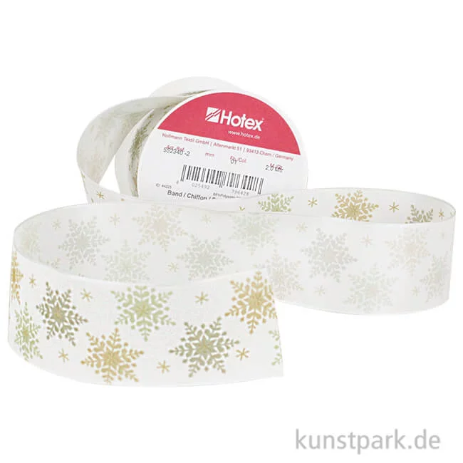 Artikelbild 1 des Artikels “Hotex Chiffonband mit Draht - Sterne Weiß - 40 mm x 2 m “