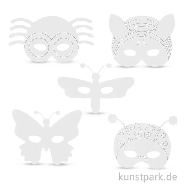 Artikelbild 1 des Artikels “Insekten-Masken aus kräftigem Karton, 14-17 cm, 16 Stück sortiert “