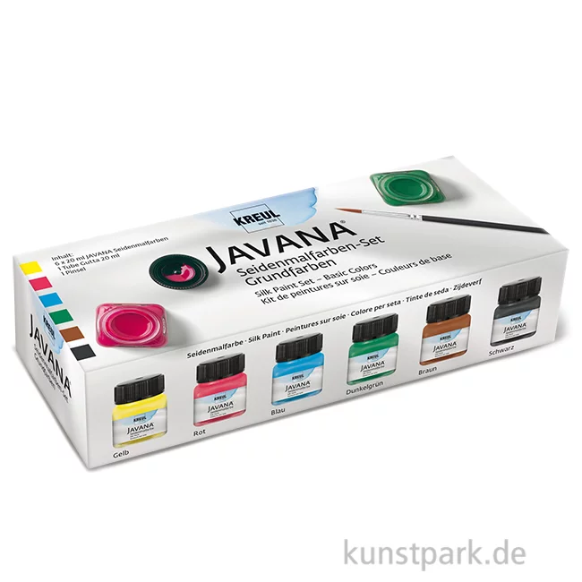 Artikelbild 1 des Artikels “KREUL Javana Seidenmalfarben-Set - Grundfarben mit 6  x 20 ml und Zubehör “