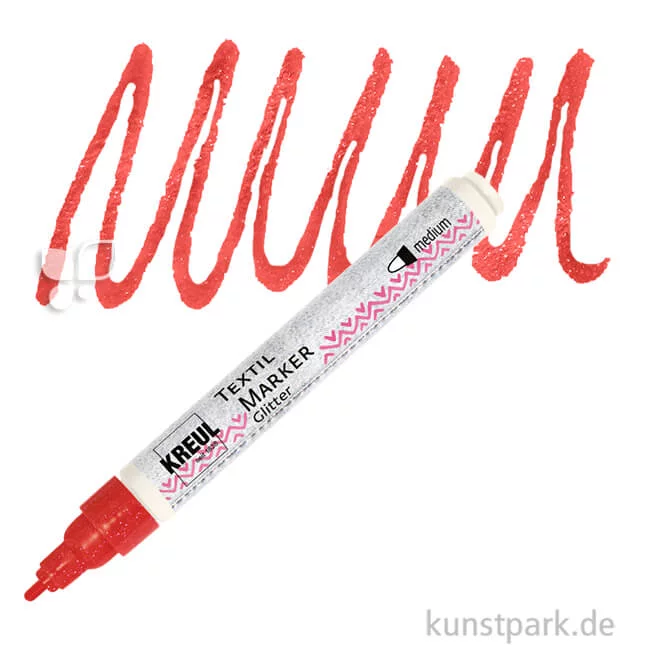 Artikelbild 1 des Artikels “KREUL Textil Marker Glitter medium Stift | Rot“