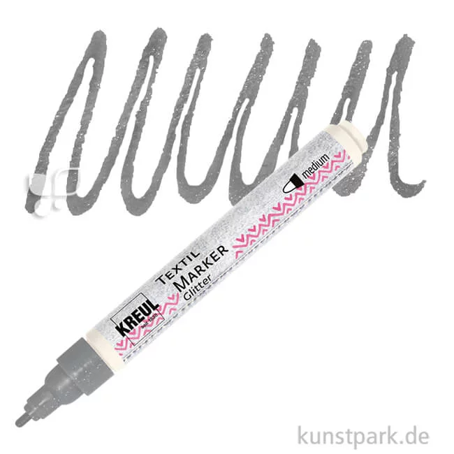 Artikelbild 1 des Artikels “KREUL Textil Marker Glitter medium Stift | Silber“