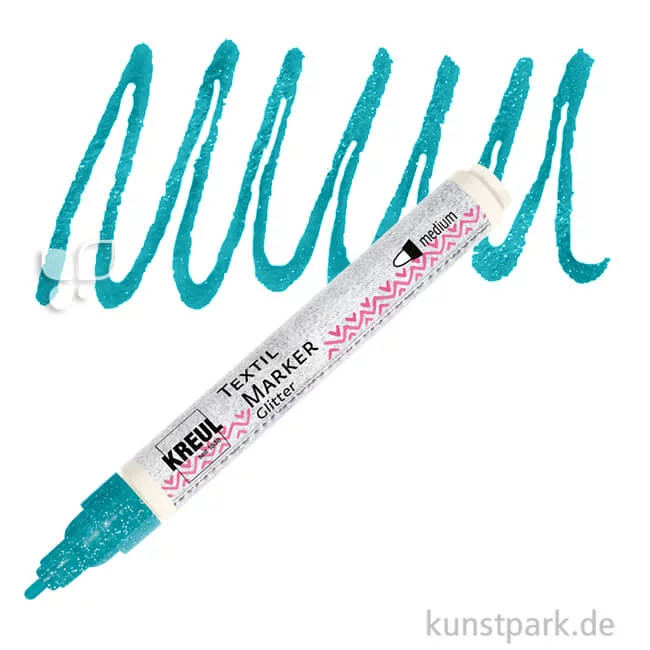 Artikelbild 1 des Artikels “KREUL Textil Marker Glitter medium Stift | Türkis“