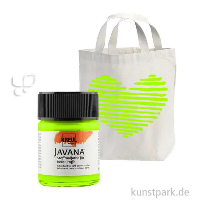 Artikelbild 1 des Artikels “KREUL Javana Stoffmalfarbe fluoreszierend, 50 ml Einzelfarbe | Leuchtgrün“