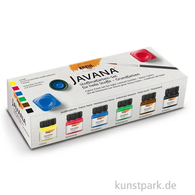 Artikelbild 1 des Artikels “KREUL Javana Stoffmalfarben für helle Stoffe Grundfarben 6 x 20 ml “