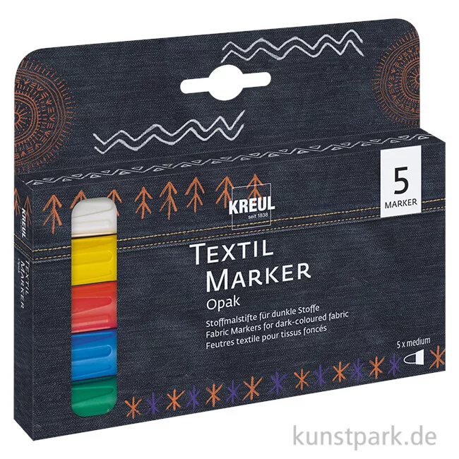 Artikelbild 1 des Artikels “KREUL Textil Marker Opak medium Set mit 5 Stiften “