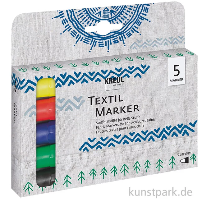 Artikelbild 1 des Artikels “KREUL Textil Marker medium Set mit 5 Stoffmalstiften “