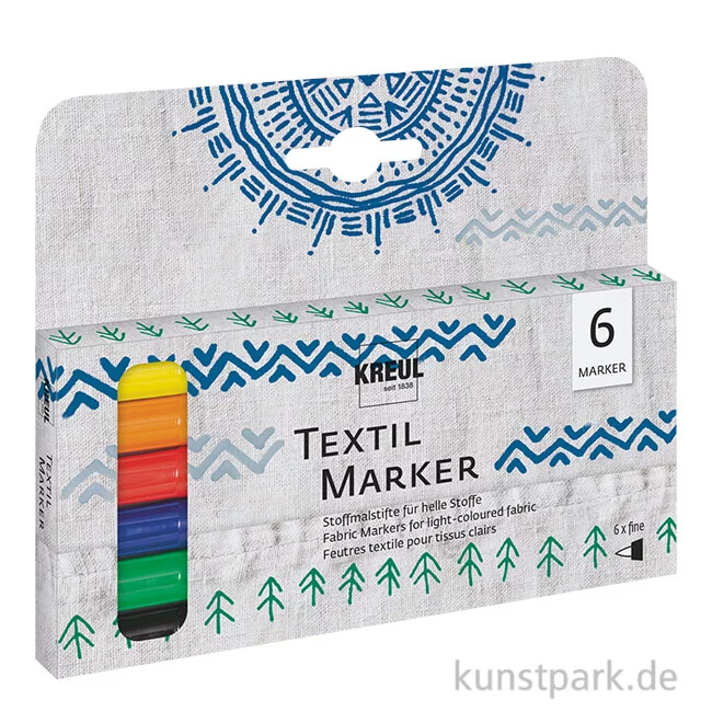 Artikelbild 1 des Artikels “KREUL Textil Marker fine mit 6 Stoffmalstiften “