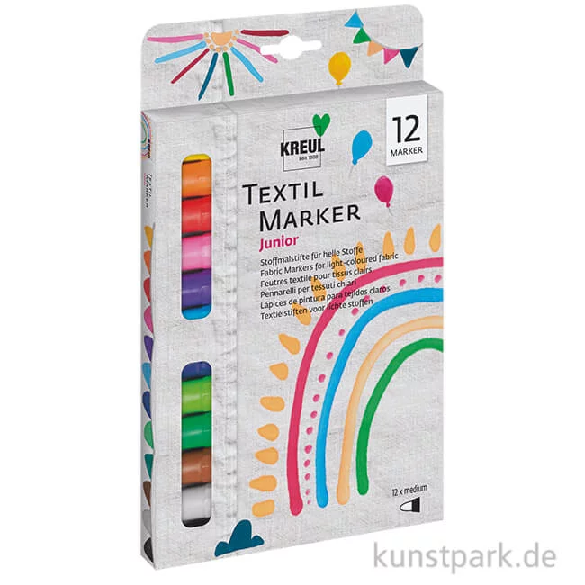 Artikelbild 1 des Artikels “KREUL Textil Marker medium Junior Set mit 12 Stoffmalstifte “