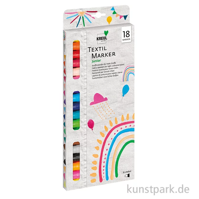 Artikelbild 1 des Artikels “KREUL Textil Marker medium Junior Set mit 18 Stoffmalstifte “
