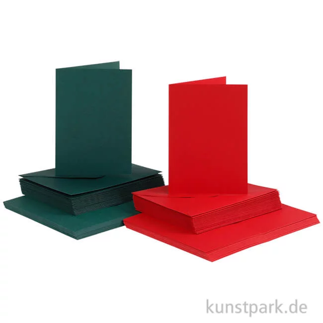 Artikelbild 1 des Artikels “Karten und Kuverts - Grün-Rot, 10,5x15 cm, 50 Sets sortiert “