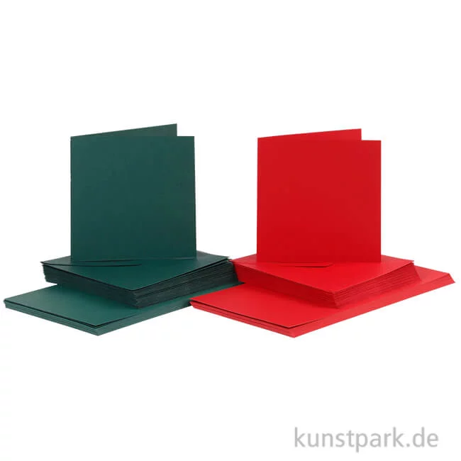 Artikelbild 1 des Artikels “Karten und Kuverts - Grün-Rot, 15x15 cm, 50 Sets sortiert “