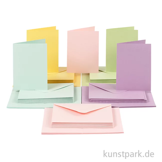 Artikelbild 1 des Artikels “Karten und Kuverts - Pastellfarben, 10,5 x 15 cm, 50 Sets “