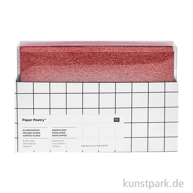 Artikelbild 1 des Artikels “Karten und Umschläge - Glitter, Rot, B6, 8er Set “
