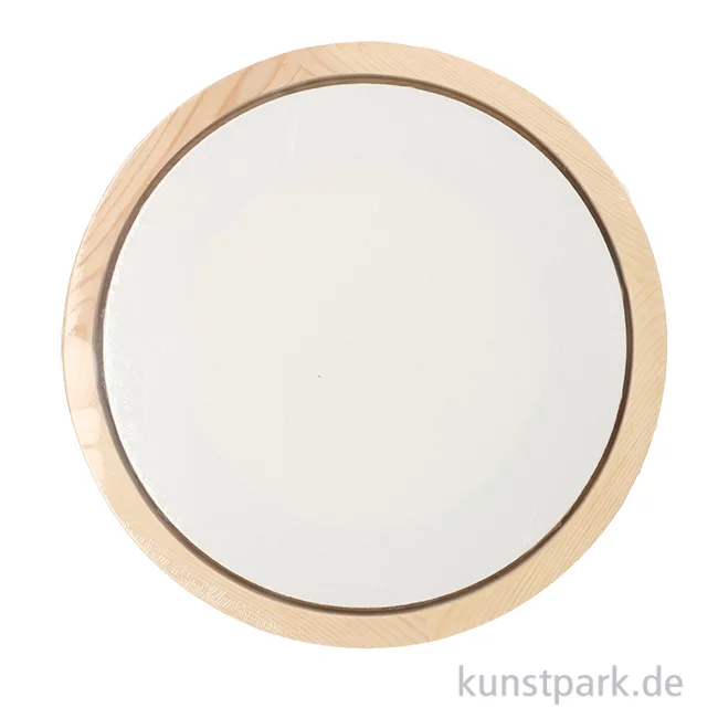 Artikelbild 1 des Artikels “Keilrahmen mit Leinwand + Bilderrahmen, Rund, Naturholz “