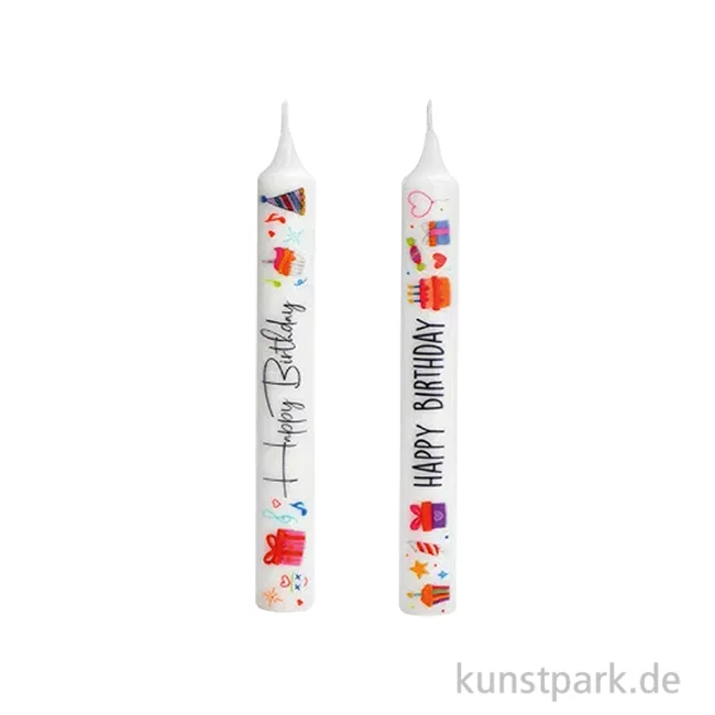 Artikelbild 1 des Artikels “Kerze mit Spruch, Happy Birthday, Weiß, Sortiert, 2 x 20 x 2 cm “